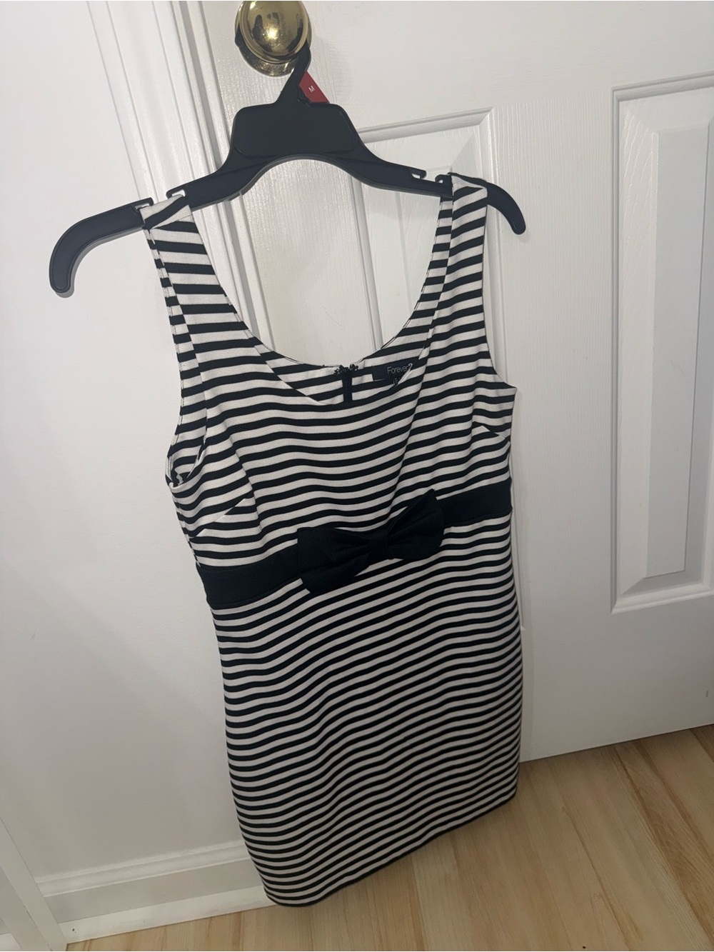 Forever 21 Black and White Striped Bow Waist Tunic